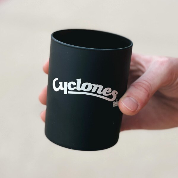 Cyclones Script Black & White Rocks Glass (14oz)
